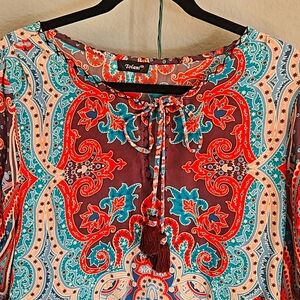 Tolani Bohemian Silk Blouse, OS